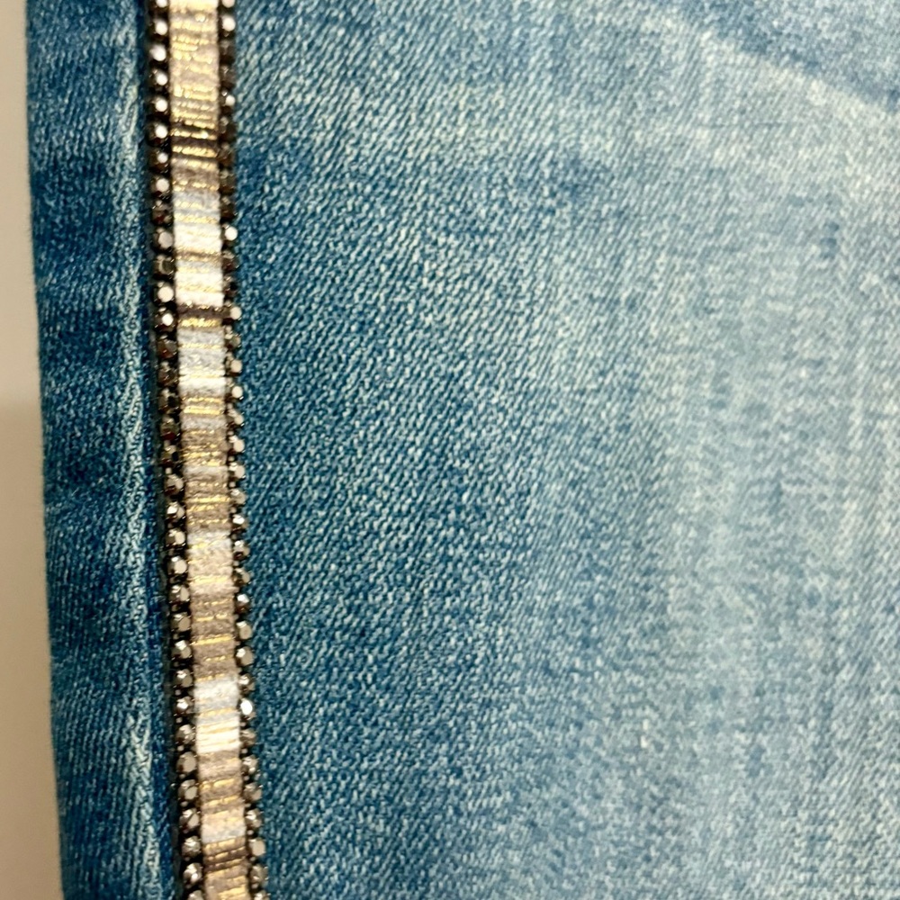 INC International Concepts Blue Capris with Silver Side Stripe - Picture 3 of 6